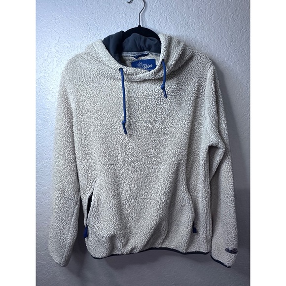 chubbies Other - Chubbies Mens Sherpa Fleece Hoodie Cream Navy Blue Pullover Sweatshirt Medium